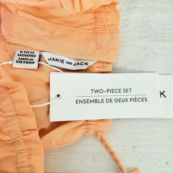 Janie and Jack Baby Girl 6-12 Months Floral Embroidered Matching Set w/ Hat Gift - Picture 4 of 10